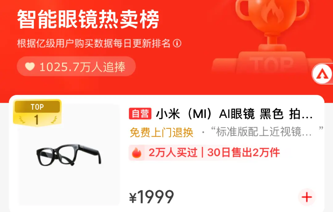 AI眼鏡陷入退貨潮,大廠的入口夢碎了嗎? 圖/京東截圖