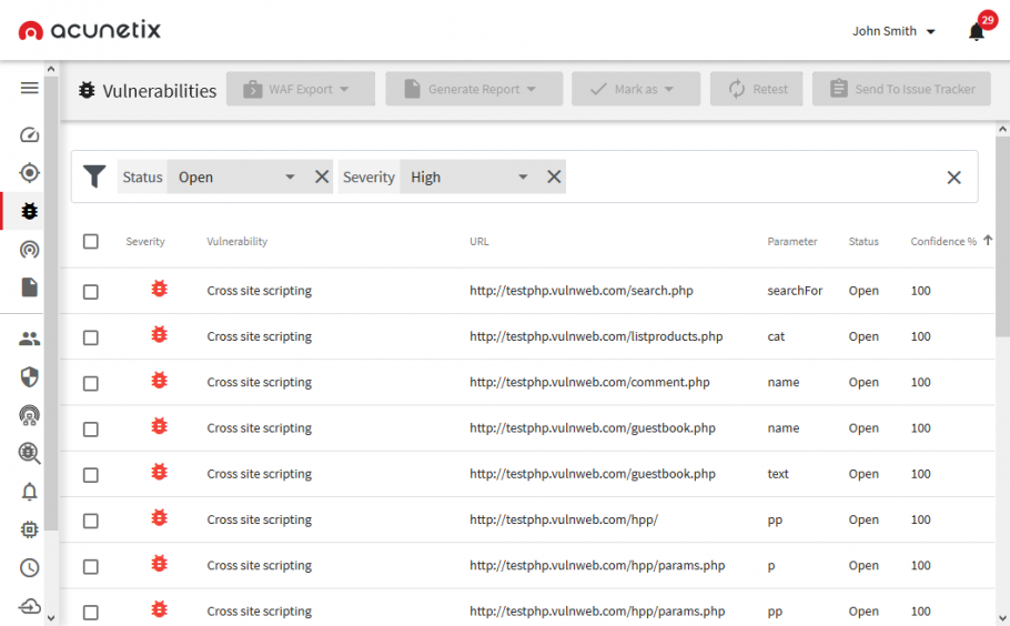 Acunetix v13 vulnerability confidence